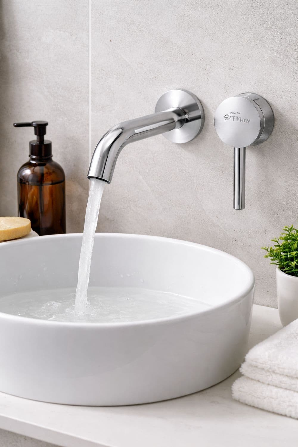 T-Flow Unterputz Waschtisch Armatur Set Chrom – moderne Badarmatur mit stilvollem Design.